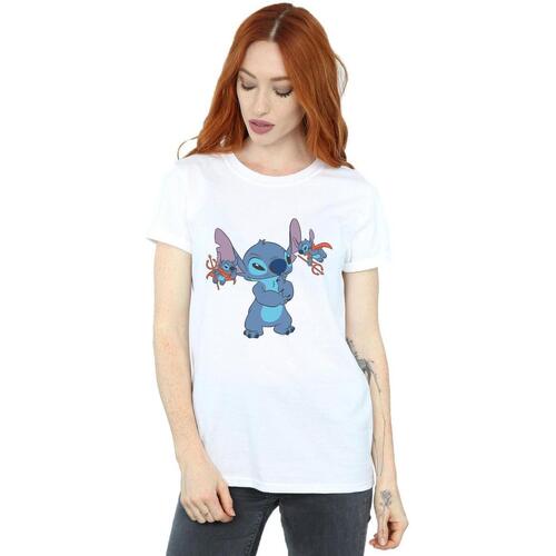 Vêtements Femme T-shirts manches longues Disney Lilo And Stitch Little Devils Blanc