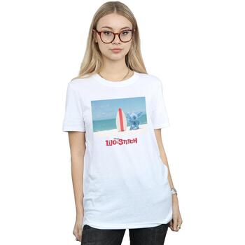 Vêtements Femme T-shirts manches longues Disney Lilo And Stitch Surf Beach Blanc