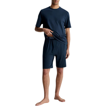 Vêtements Homme Pyjamas / Chemises de nuit Calvin Klein Jeans turn Pyjama court coton ferm?e Bleu