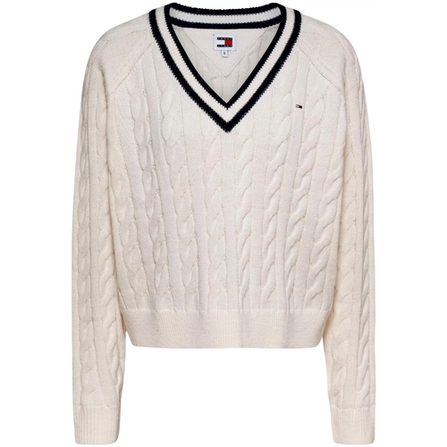 Vêtements Femme Sweats Zip Tommy Jeans Pull  Ref 62084 YBH Blanc Blanc