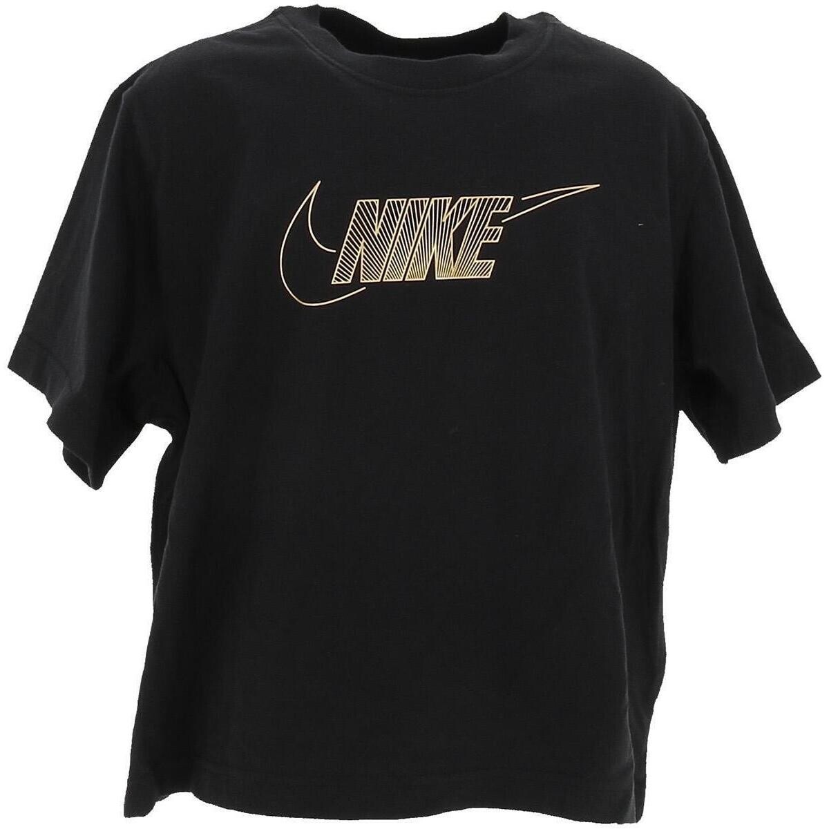 Vêtements Fille T-shirts manches courtes Nike G nsw tee boxy metallic hbr Noir