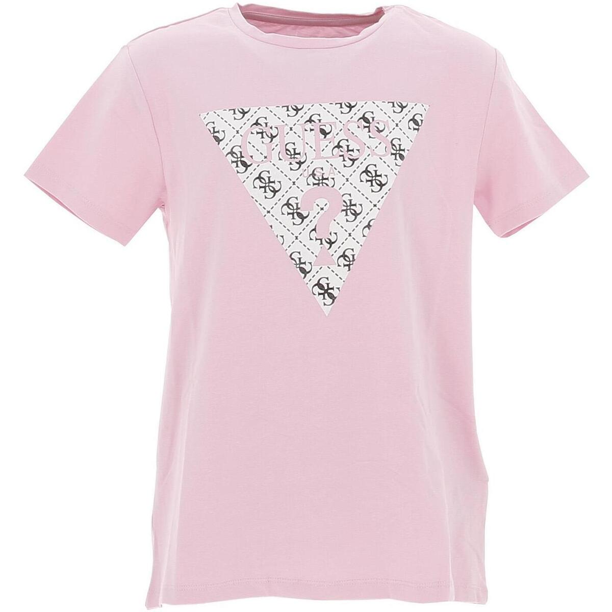 Vêtements Fille T-shirts manches courtes Guess High low ss t-shirt Rose