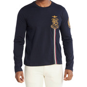 embroidered-pattern detail crew polo shirt Blue