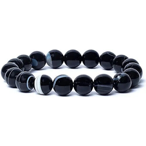 Tapis De Yoga Turquoise 1250 G Bracelets Phoenix Import Bracelet élastique oeil de shiva agate qualité AA Noir