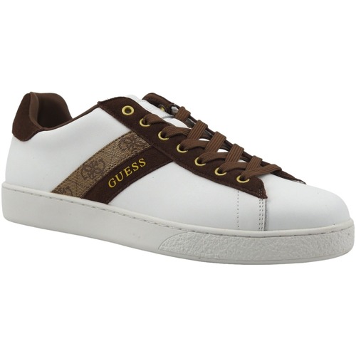 Chaussures Homme Multisport Guess caley Sneaker Uomo White Beige Brown FMPNOILEL12 Blanc