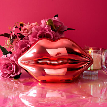 La Chaise Longue Tirelire Kiss en céramique rose Rose