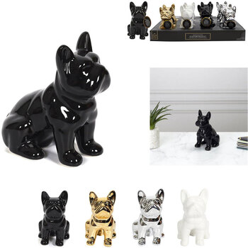 Maison & Déco Statuettes et figurines Taies doreillers / traversins Petite statue Bulldog noire Noir