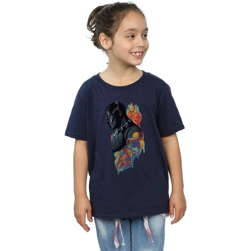 Vêtements Fille T-shirts manches longues Marvel Black Panther Profile Bleu