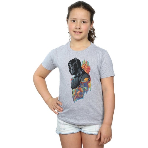 Vêtements Fille T-shirts manches longues Marvel Black Panther Profile Gris