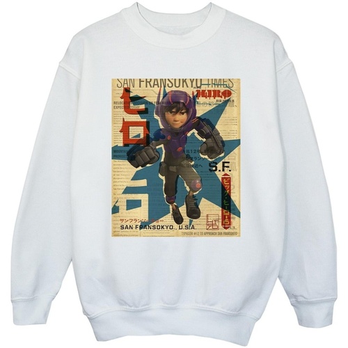 Vêtements Fille Sweats Disney Big Hero 6 Baymax Hiro Newspaper Blanc