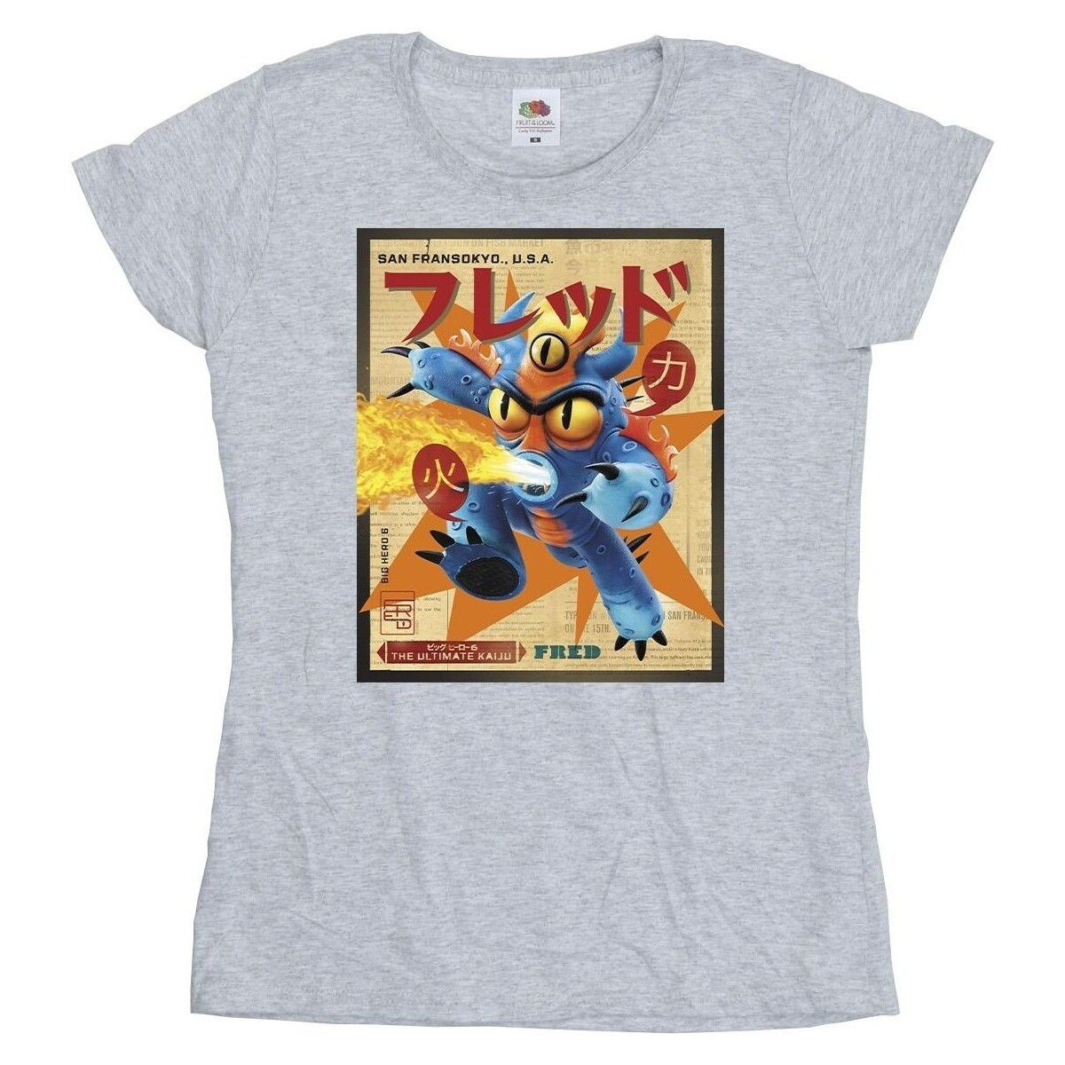 Vêtements Femme T-shirts Change manches longues Disney Big Hero 6 Baymax Fred Newspaper Gris