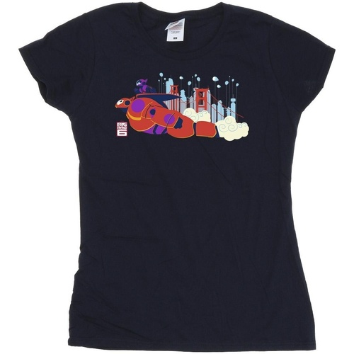 Vêtements Femme T-shirts manches longues Disney Big Hero 6 Baymax Hiro Bridge Bleu