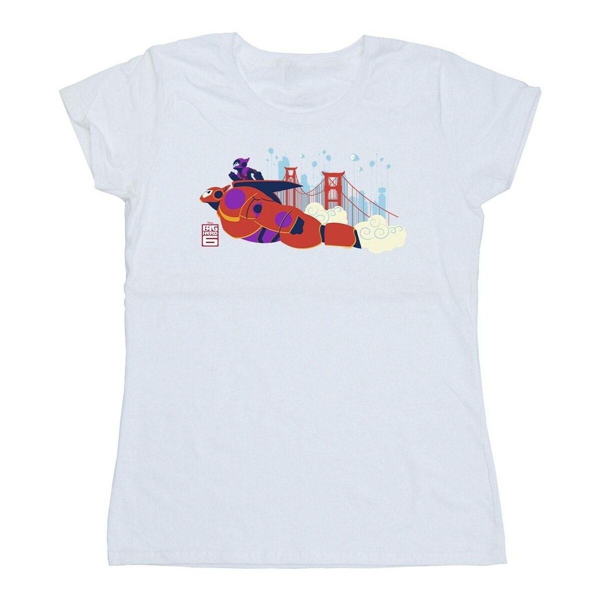 Vêtements Femme T-shirts manches longues Disney Big Hero 6 Baymax Hiro Bridge Blanc