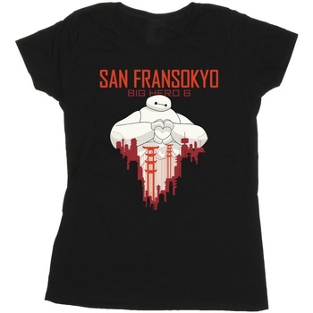 Vêtements Femme T-shirts manches longues Disney Big Hero 6 Baymax San Fransokyo Heart Noir