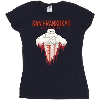 Vêtements Femme T-shirts manches longues Disney Big Hero 6 Baymax San Fransokyo Heart Bleu