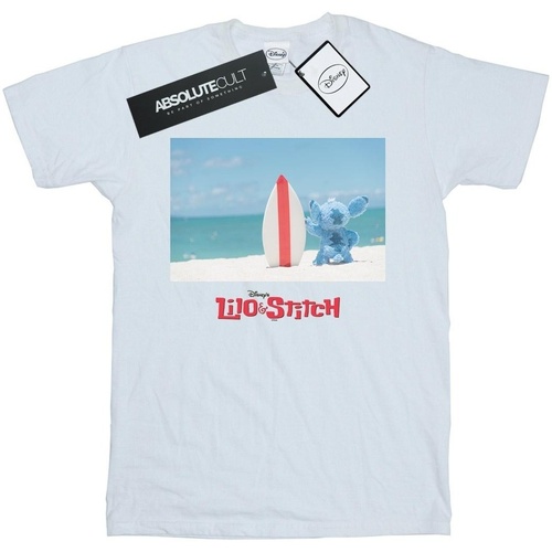 Vêtements Fille T-shirts manches longues Disney Lilo And Stitch Surf Beach Blanc