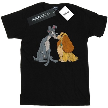 Vêtements Fille T-shirts manches longues Disney Lady And The Tramp Distressed Kiss Noir