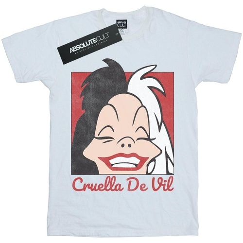 Vêtements Femme T-shirts manches longues Disney Cruella De Vil Cropped Head Blanc