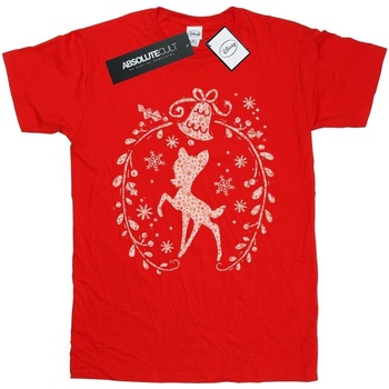 Vêtements Femme T-shirts manches longues Disney Bambi Christmas Wreath Rouge