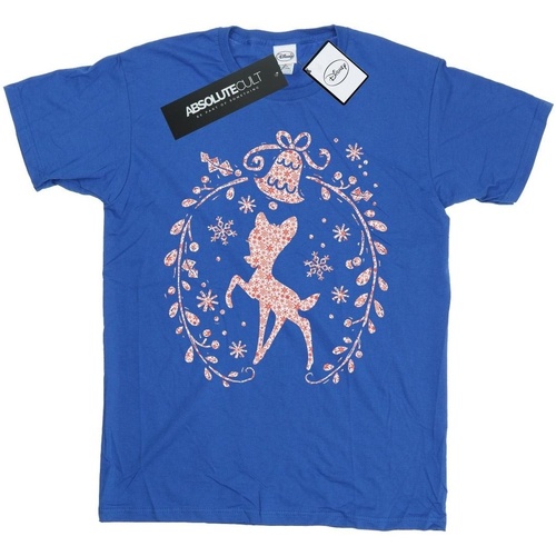 Vêtements Femme T-shirts manches longues Disney Bambi Christmas Wreath Bleu