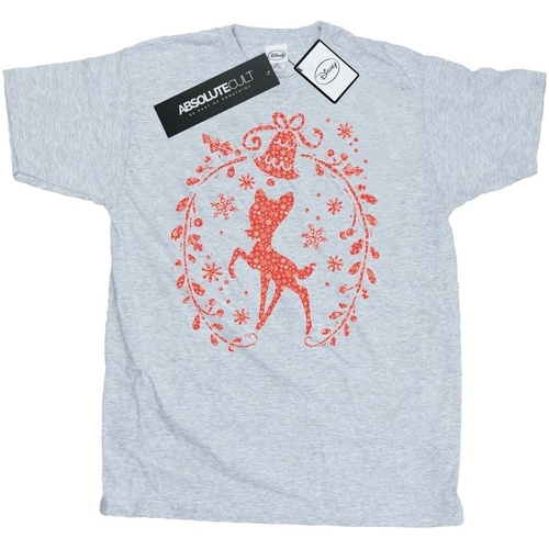 Vêtements Femme T-shirts manches longues Disney Bambi Christmas Wreath Gris