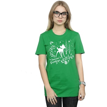 Vêtements Femme T-shirts manches longues Disney Bambi Christmas Greetings Vert