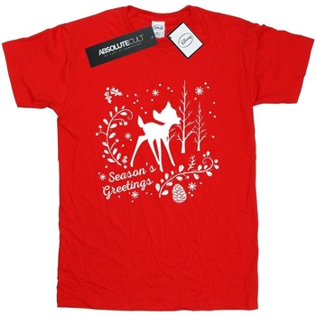 Vêtements Femme T-shirts manches longues Disney Bambi Christmas Greetings Rouge