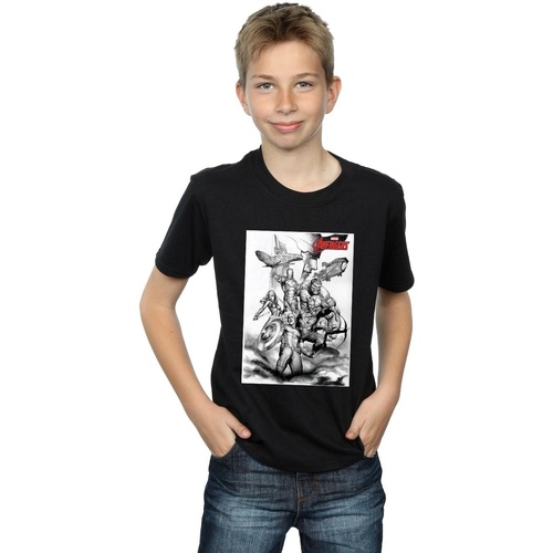 Vêtements Garçon T-shirts manches courtes Marvel Avengers Assemble Team Sketch Noir