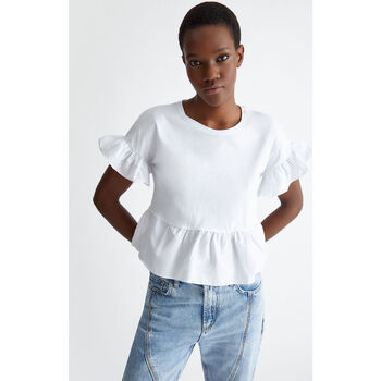 Vêtements Femme T-shirts Lace-up & Polos Liu Jo T-shirt en jersey et popeline Blanc