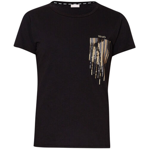 Vêtements Femme Oreillers / Traversins Liu Jo T-shirt avec strass Noir