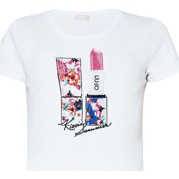 Vêtements Femme Moyen : 3 à 5cm Liu Jo T-shirt avec imprimé lipstick et strass Rouge