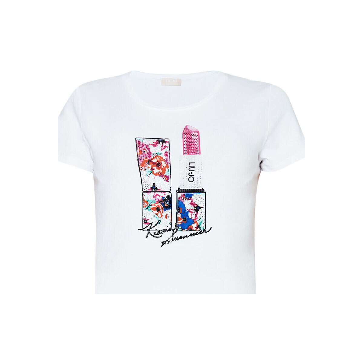 Vêtements Femme T-shirts & Polos Liu Jo T-shirt avec imprimé lipstick et strass Rouge