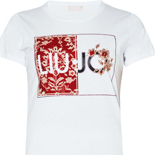 Vêtements Femme T-shirts Lace-up & Polos Liu Jo T-shirt avec logo et strass Rouge