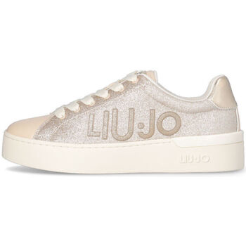 Chaussures Femme Baskets mode Liu Jo Sneakers glitter avec maxi logo Beige
