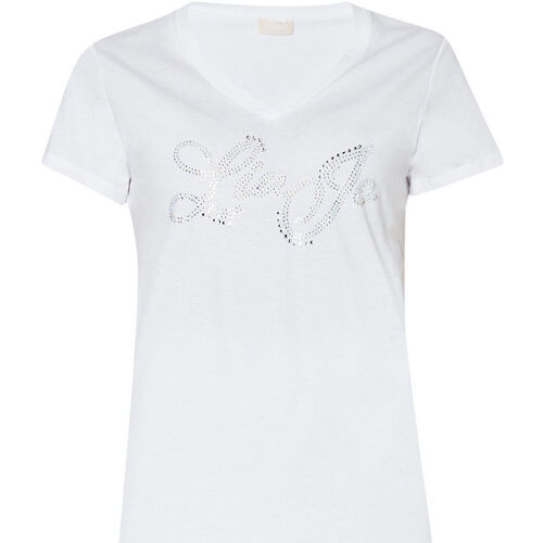 Vêtements Femme T-shirts Lace-up & Polos Liu Jo T-shirt avec logo et strass Blanc