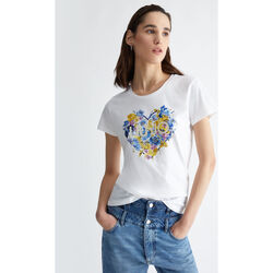 Vêtements Femme La mode responsable Liu Jo T-shirt avec cœur à fleurs Rose