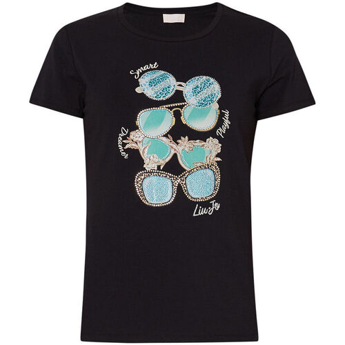 Vêtements Femme T-shirts Lace-up & Polos Liu Jo T-shirt avec imprimé sunglasses et strass Autres