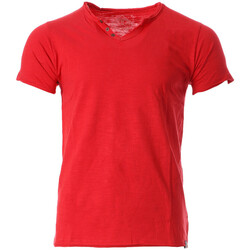 Short-sleeved t-shirt Round neck Visible lapel Ribbed Embroidered details Slim fit Organic cotton