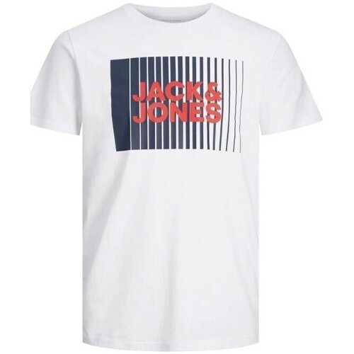 Vêtements Homme T-shirts manches courtes Jack & Jones 12233999 ECORP LOGO TEE PLAY SS O NECK Blanc