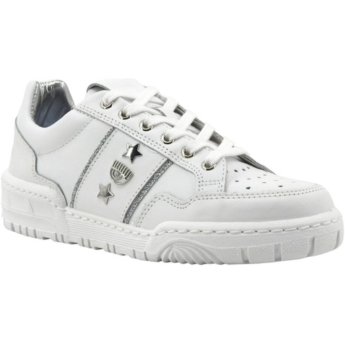 Chaussures Femme Multisport Chiara Ferragni Sneaker Donna White Silver CF3201-064 Blanc