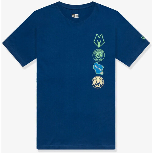 Vêtements T-shirts perforated manches courtes New-Era T-Shirt NBA Milwaukee Bucks Ne Multicolore