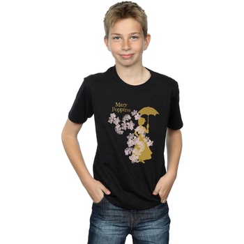 Vêtements Garçon T-shirts manches courtes Disney Mary Poppins Floral Silhouette Noir