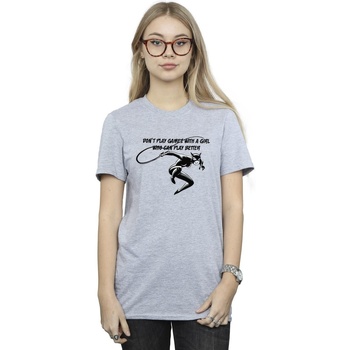 Vêtements Femme T-shirts manches longues Dc Comics Catwoman Don't Play Games Gris