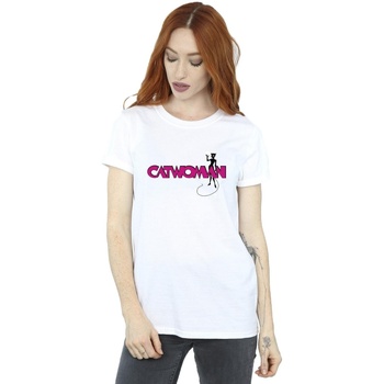 Vêtements Femme T-shirts manches longues Dc Comics Batman Catwoman Logo Blanc