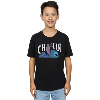 Vêtements Garçon T-shirts manches courtes Disney Lilo And Stitch Chillin Noir