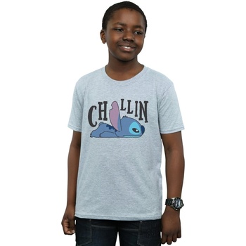 Vêtements Garçon T-shirts manches courtes Disney Lilo And Stitch Chillin Gris
