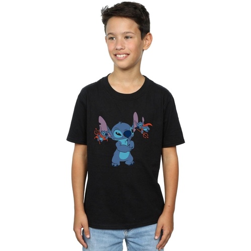 Vêtements Garçon T-shirts manches courtes Disney Lilo And Stitch Little Devils Noir