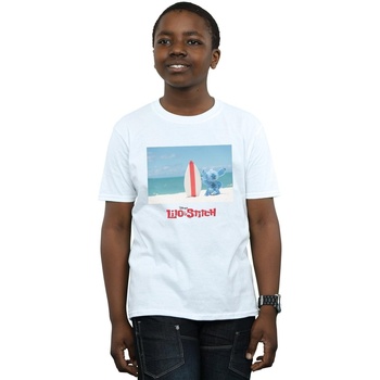 Vêtements Garçon T-shirts manches courtes Disney Lilo And Stitch Surf Beach Blanc