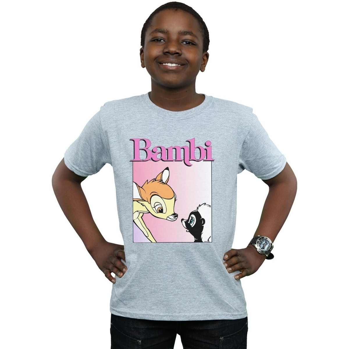 Vêtements Garçon T-shirts manches courtes Disney Bambi Nice To Meet You Gris