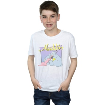 Vêtements Garçon T-shirts manches courtes Disney Aladdin Genie Wishing Dude Blanc